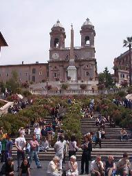 At the Spanish Steps. Forrest, Randy, Chris and Tamara are standing near the bottom.