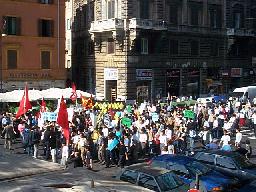 A march protesting the bombing of the Chinese embassy in Belgrade (the protesters marched by the front of our hotel).