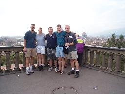 Chris, Tamara, Randy, Forrest and I at the Piazza del Michaelangelo. Forrest has gone catatonic again, Randy and I are holding him up.