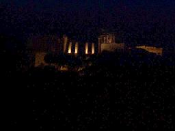 The Acropolis at night. You'll have to use your imagination to fill in a lot of the dark areas, digital cameras aren't so hot under low light conditions.