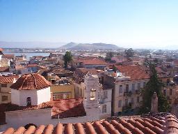 The view from the new hotel room, looking down on the Venetian quarter of Nafplio and the bay beyond.