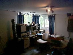 The downstairs office.  This is the room I did the most work in (new carpet, ceiling, and paint).