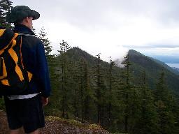 Looking over Rob's shoulder at the ridgeline.