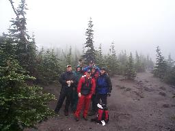 Group photo op at the 5000 ft elevation marker.