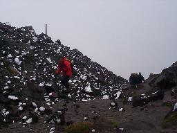 The first sign of snow (6000 feet?).