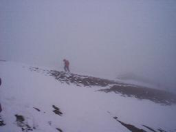 Rob approaching the summit.  The headwind was brutal.