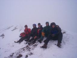 The group at the summit.  No view to speak of, but the crater walls were impressive.