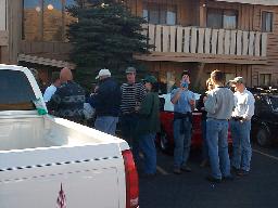 Milling around in the Winthrop Inn parking lot