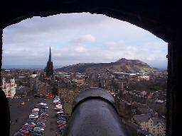 Looking out one of the gun emplacements, down the Royal Mile.