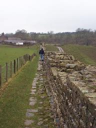 Walking along Hadrian's Wall.