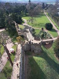 Looking down at one of Warwick's gatehouses.