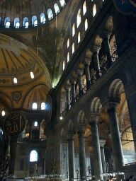 Looking up at the galleries and ceiling.