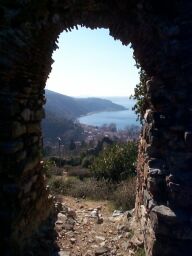 Looking back down at the town + Bosphorus.