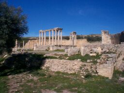 The (former) Punic temple, converted to the Temple of Caelestis, and now converted to ruins.