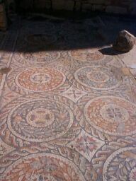 The mosaic on the bath floor.