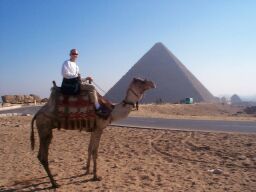 Calambis and I in front of the Pyramid of Cheops.