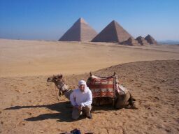 The pyramid of Chephren, the pyramid of Mycerinus, and the three smaller Queens' pyramids.