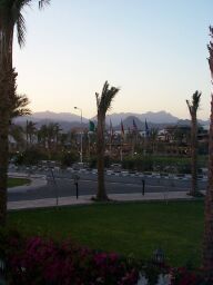 Looking from the hotel, back across the resorts to the mountains of the Sinai.  This was *so* much nicer than Cairo.