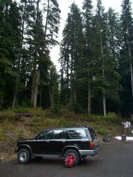 At the parking lot.  There is snow on the ground even here (~3000 feet).