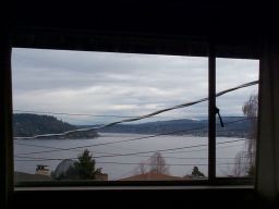 The other master bedroom window--Lake Washington and Mercer Island.