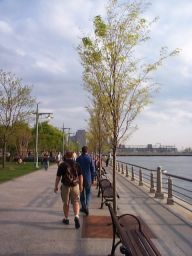 Walking along the waterfront.