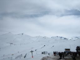 Looking up the slopes from the parking lot.