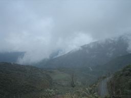 Looking down the valley, below the snowline.