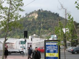 Looking up from the city, you can just see the statue at the top of the hill.