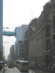 More crazy architecture mixing: 19th and 21st century buildings side-by-side.