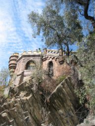 Looking up at the top of Cerro Santa Lucia.