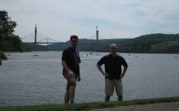 Chris and I in front of the bridges.